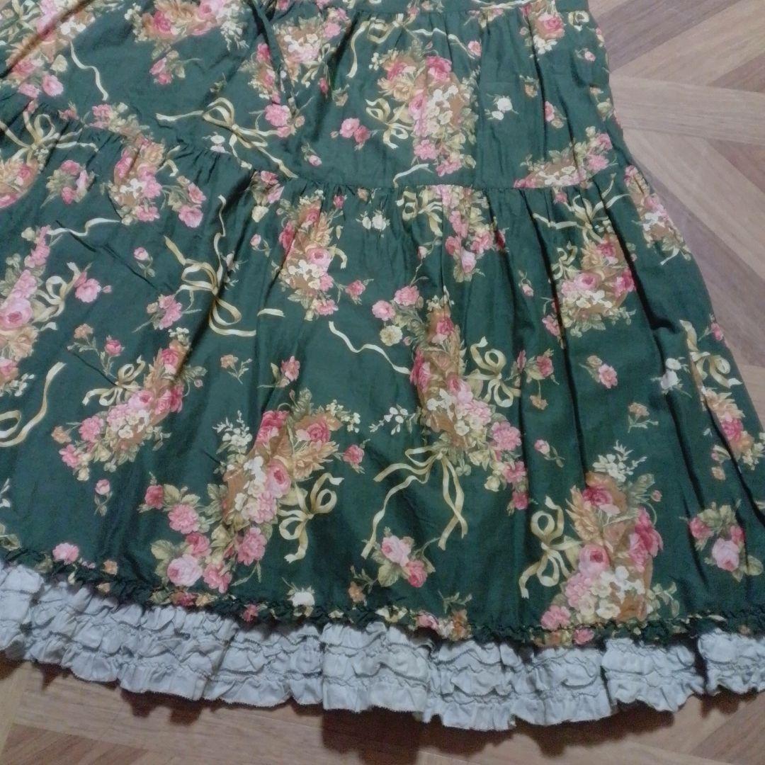 ピンクハウス　花柄　緑色　ワンピース