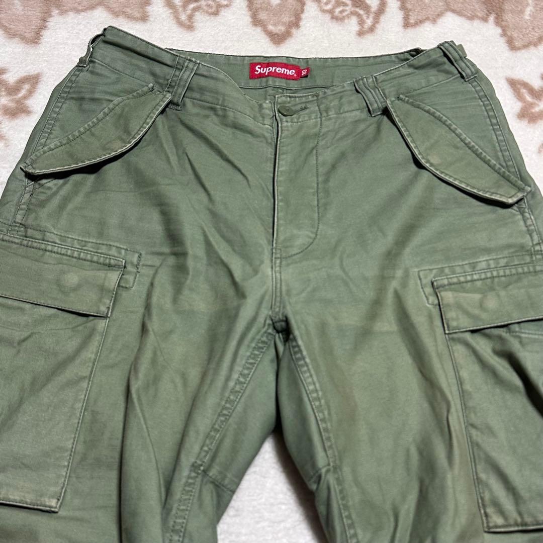 シュプリーム カーゴパンツ カーキ オリーブ ドローコード ベルト ミリタリー