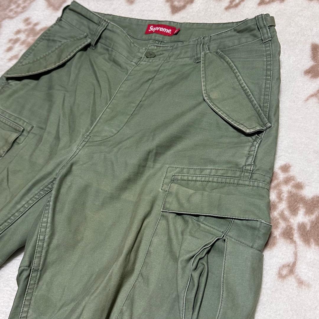 シュプリーム カーゴパンツ カーキ オリーブ ドローコード ベルト ミリタリー