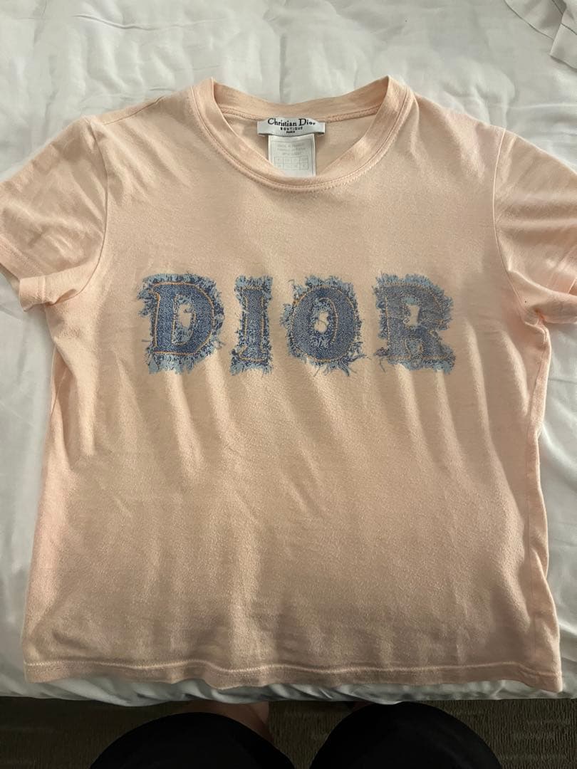 Dior デニム風ロゴ Tシャツ ピンク