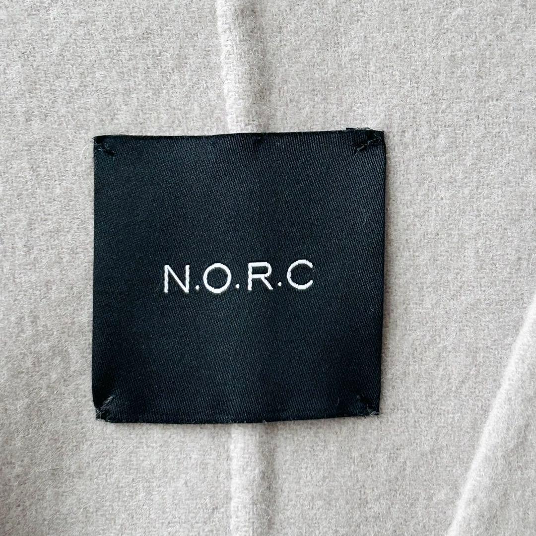 2944Z 美品 ノーク ロングリバーコート ノーカラー ベルト付き 毛 S