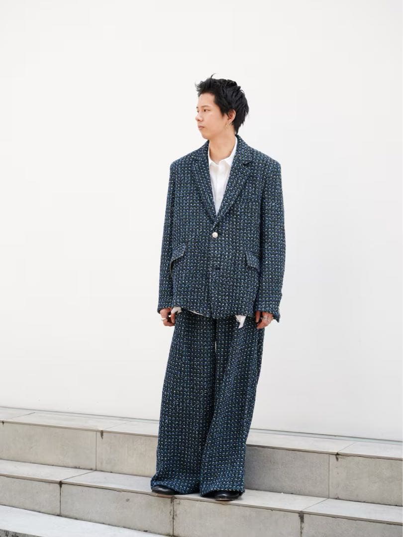 パンツ sulvam FANCY TWEED WIDE PANTS