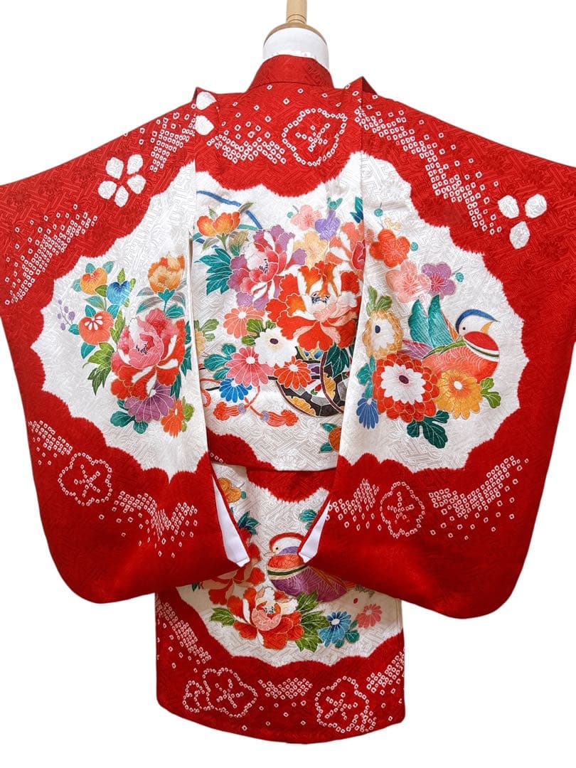 豪華逸品正絹セット♡七五三　3歳　女の子　一式　総絞り被布　赤