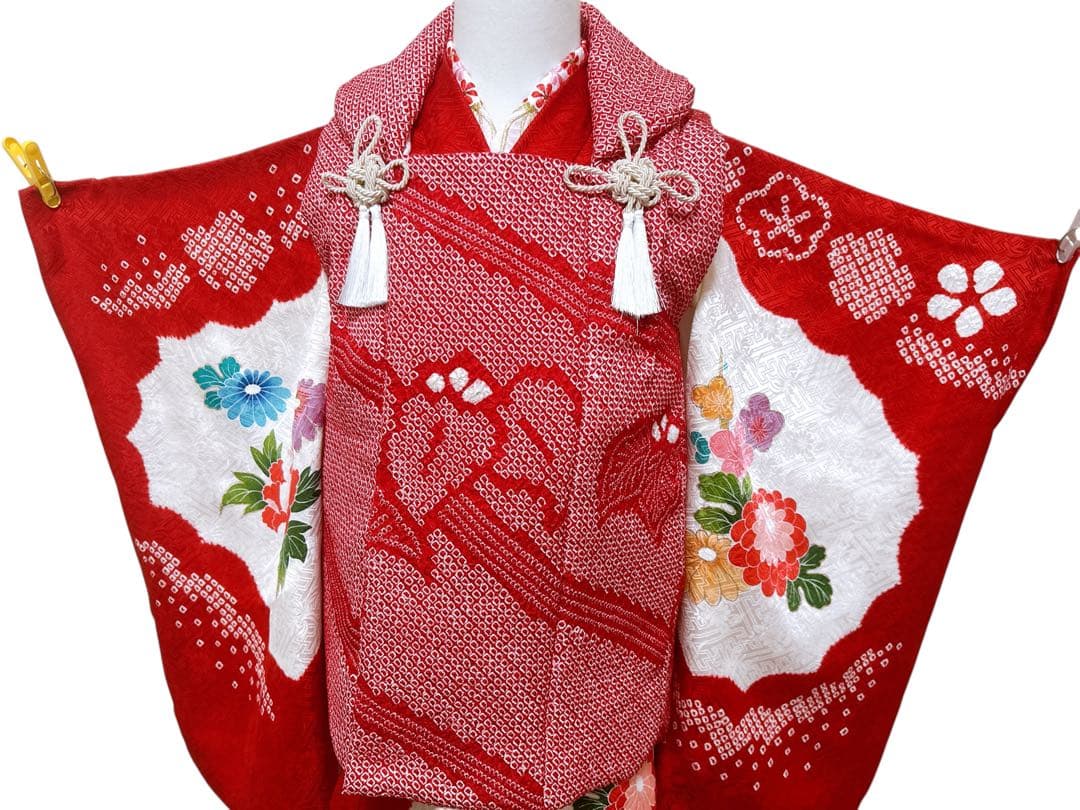 豪華逸品正絹セット♡七五三　3歳　女の子　一式　総絞り被布　赤