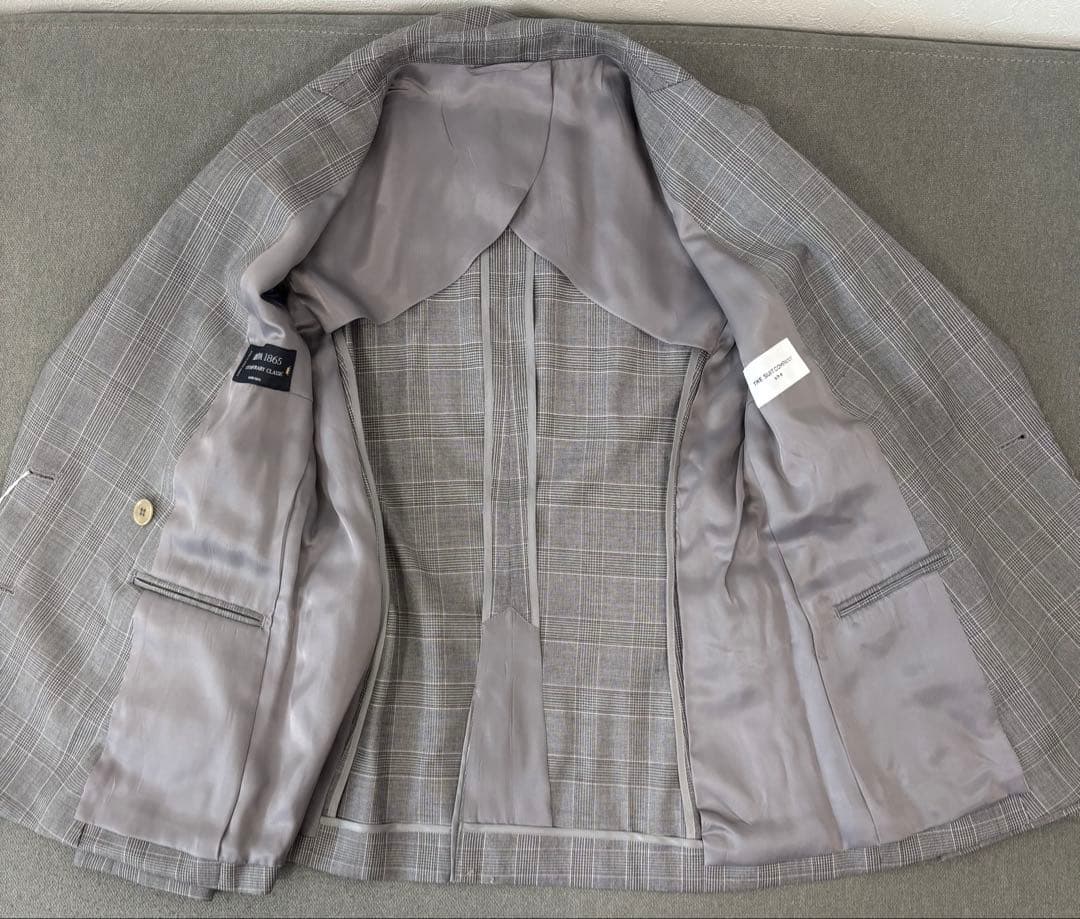 【新品】ザスーツカンパニー グレー チェック スーツ セットアップ S