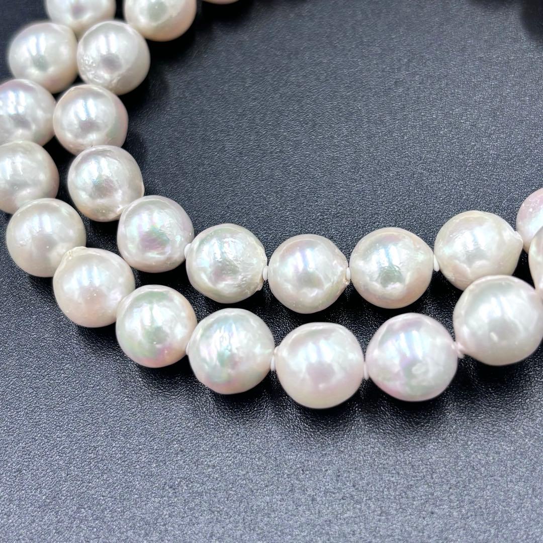 照り強✨干渉色◎超大珠9.5mmあこや本真珠 パールネックレス　冠婚葬祭