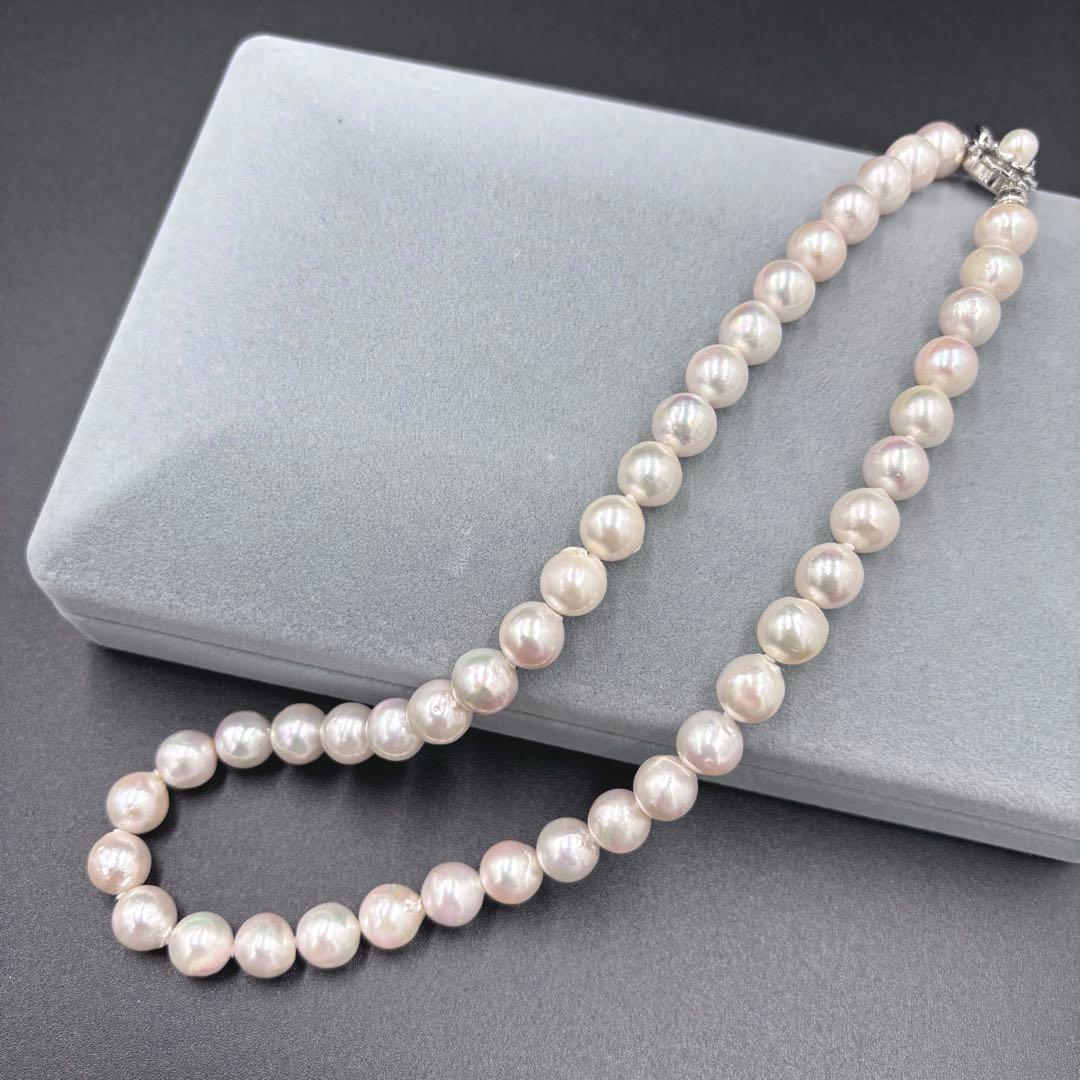 照り強✨干渉色◎超大珠9.5mmあこや本真珠 パールネックレス　冠婚葬祭