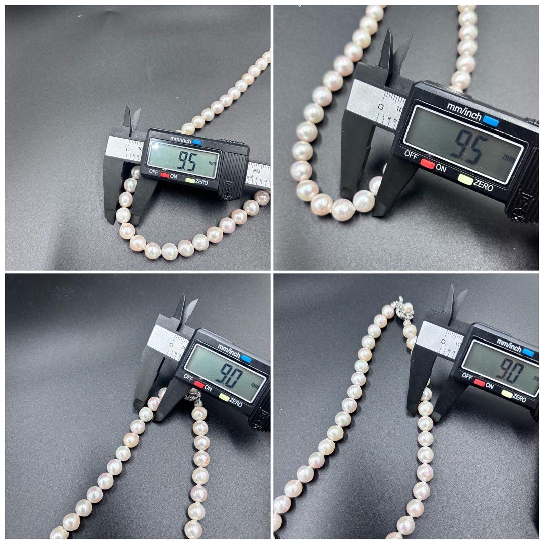 照り強✨干渉色◎超大珠9.5mmあこや本真珠 パールネックレス　冠婚葬祭