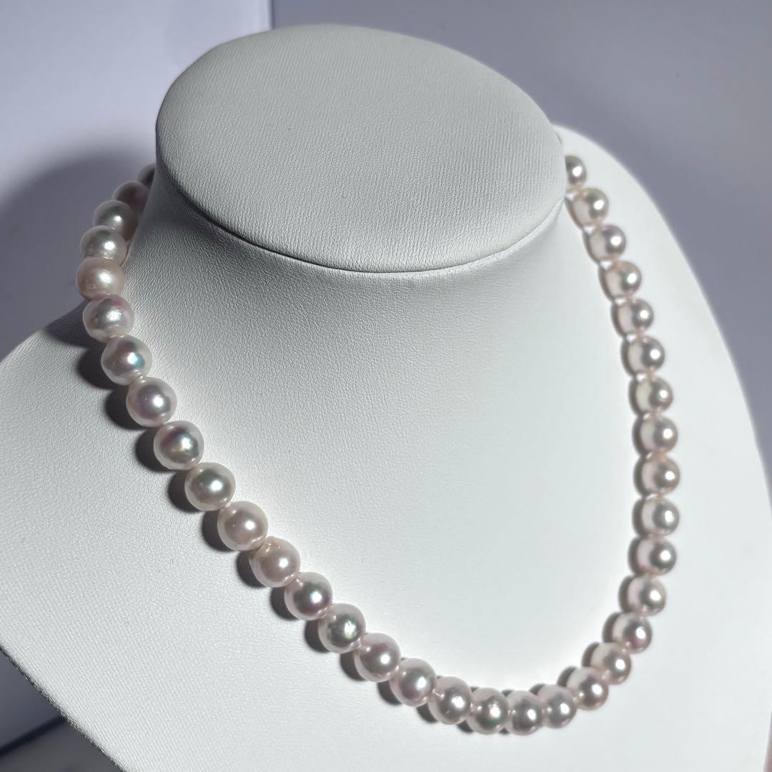 照り強✨干渉色◎超大珠9.5mmあこや本真珠 パールネックレス　冠婚葬祭