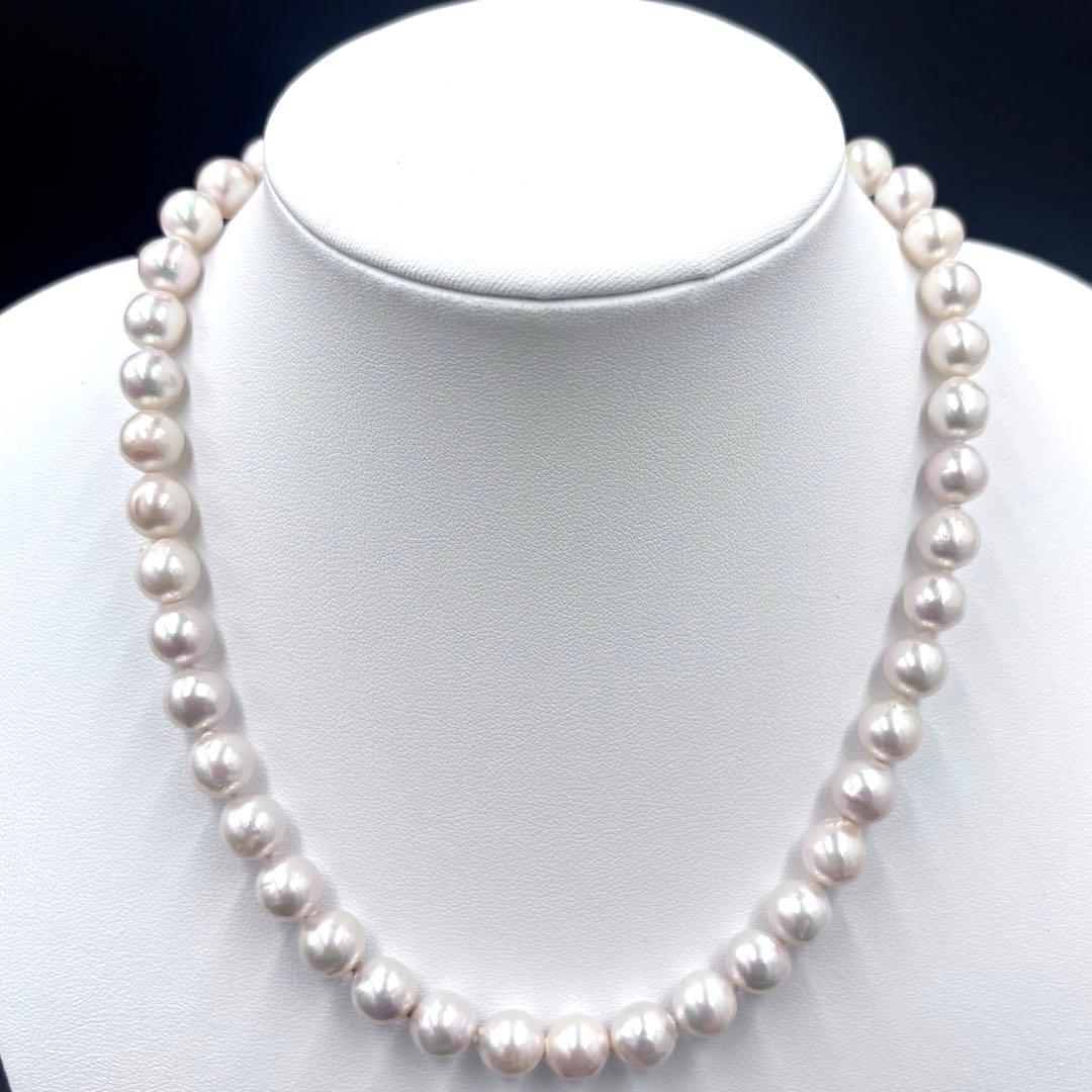 照り強✨干渉色◎超大珠9.5mmあこや本真珠 パールネックレス　冠婚葬祭