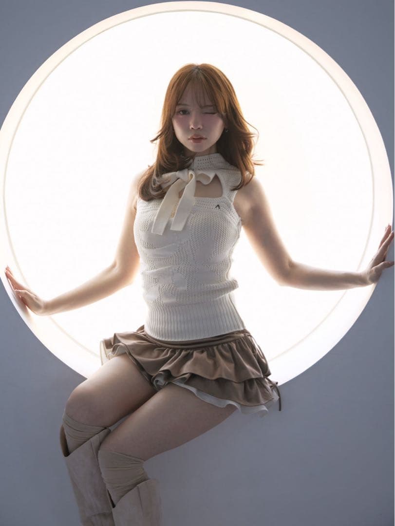 アイボリー ANDMARY Violet ribbon tops