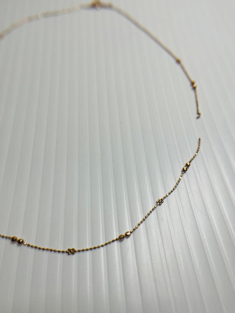 k10 ゴールドビーズ装飾ボールチェーンネックレス　破損