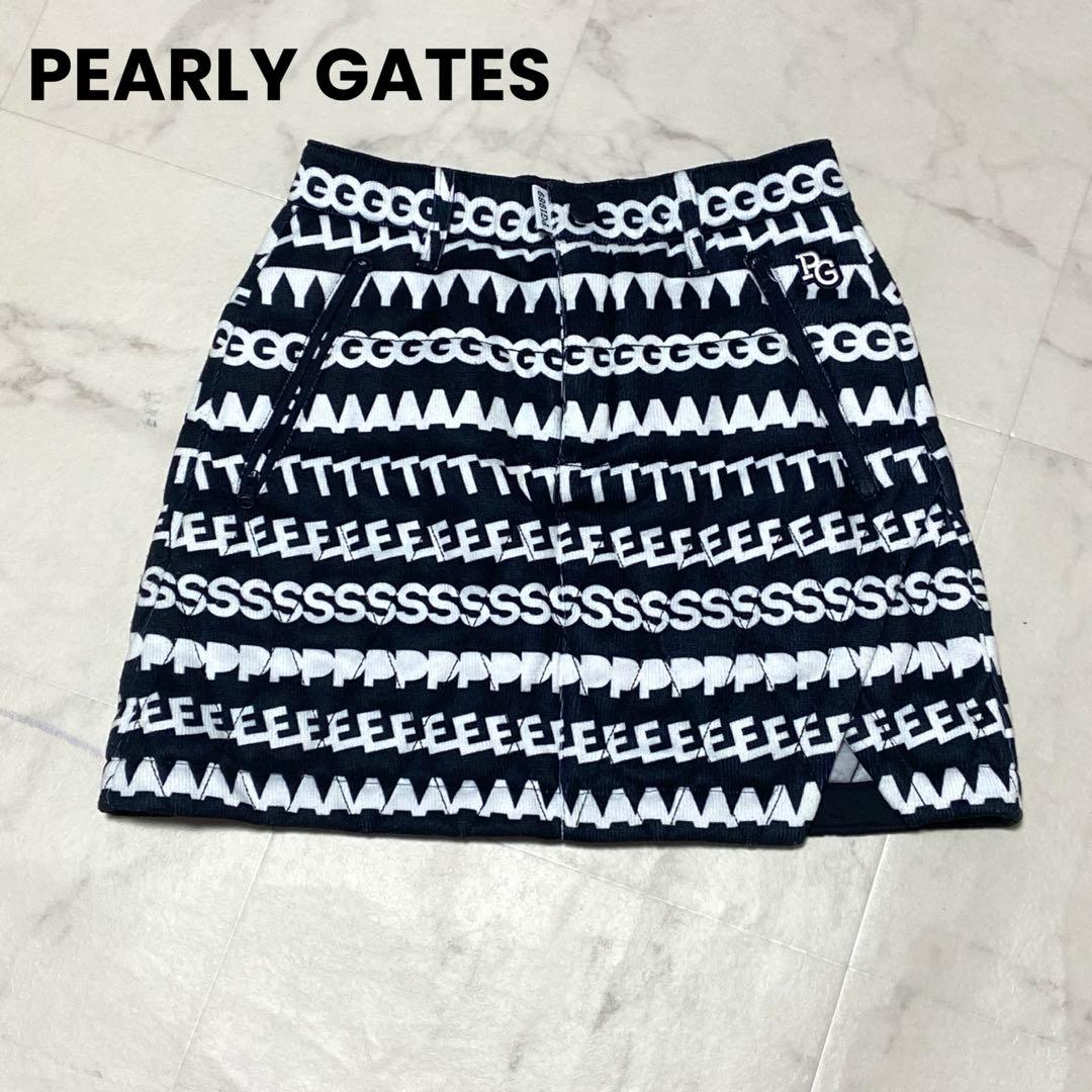 美品PEARLY GATES パーリーゲイツ 中綿スカート 総柄 ネイビー00