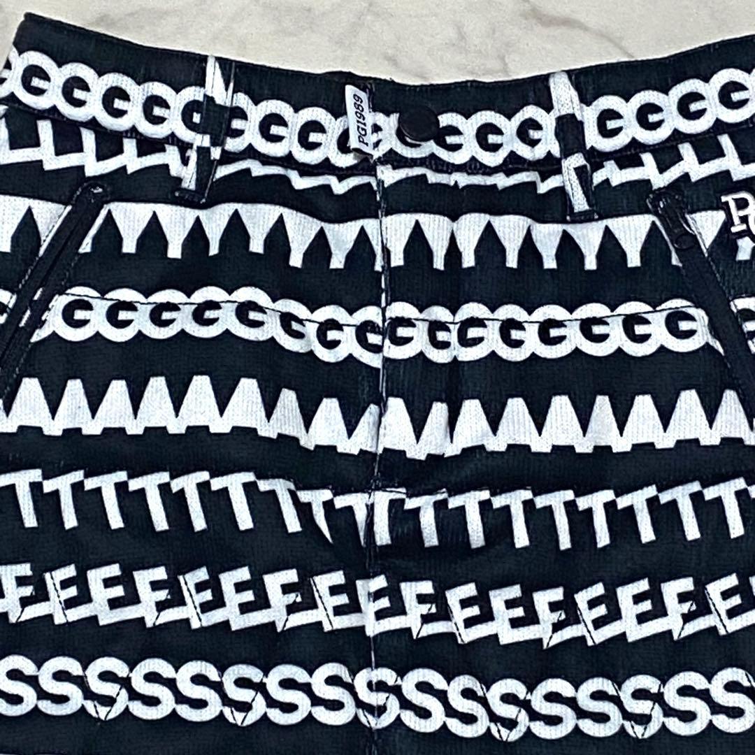 美品PEARLY GATES パーリーゲイツ 中綿スカート 総柄 ネイビー00