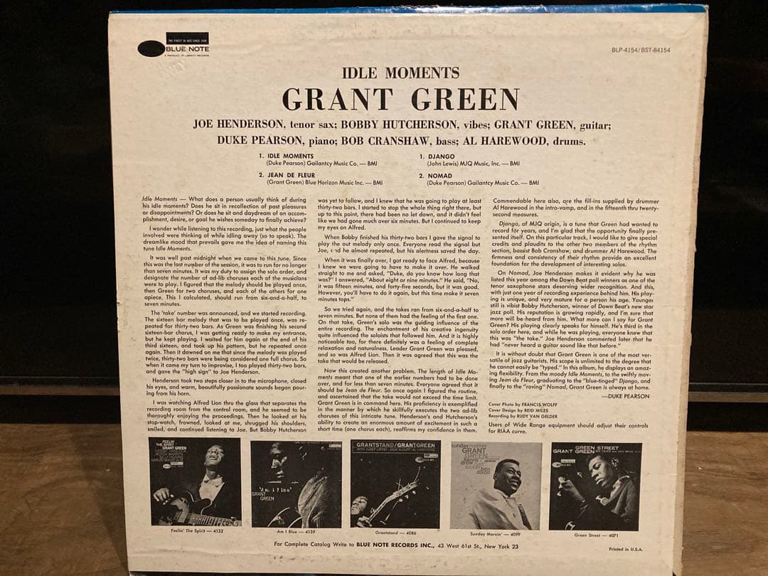 洋楽 Grant Green - Idle Moments LP BLUE NOTE