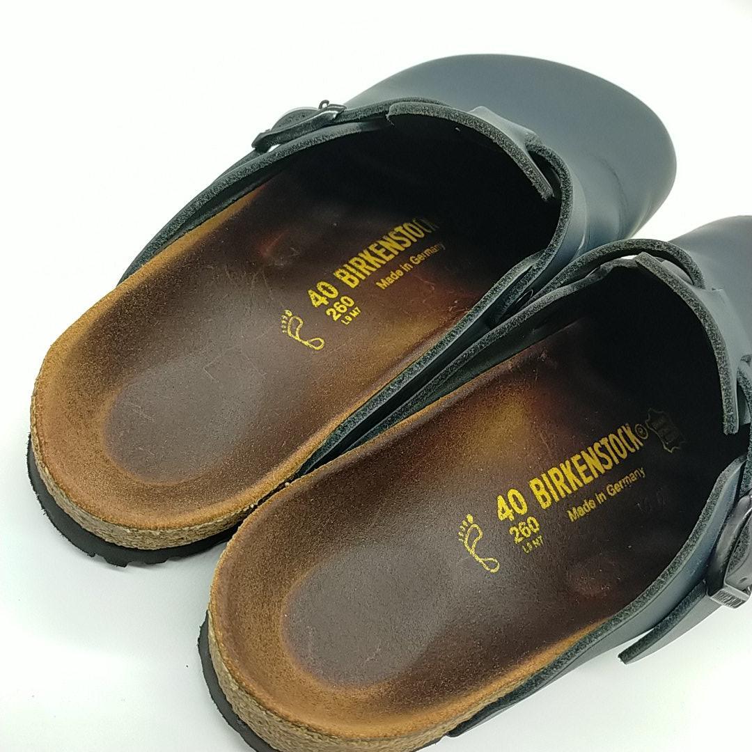 美品　ビルケンシュトック　ボストン　サンダル　ネイビー　レザー　26