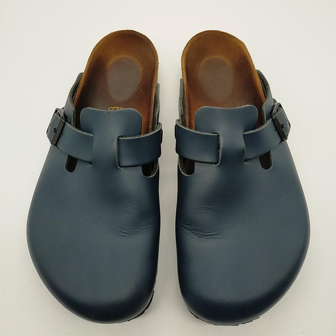 美品　ビルケンシュトック　ボストン　サンダル　ネイビー　レザー　26