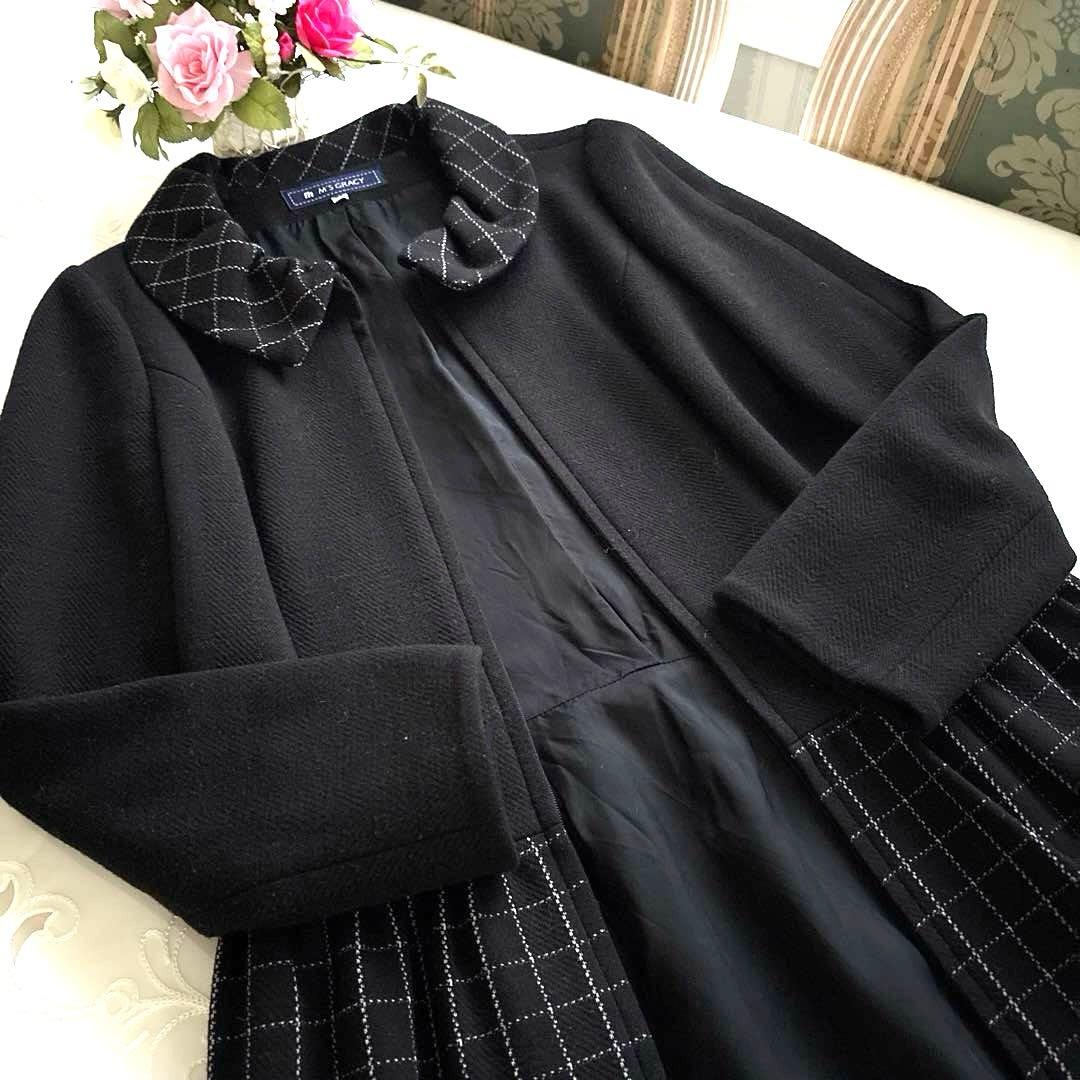 エムズグレイシー　カタログ掲載ウィンドウペンチェック　コートドレスワンピース38