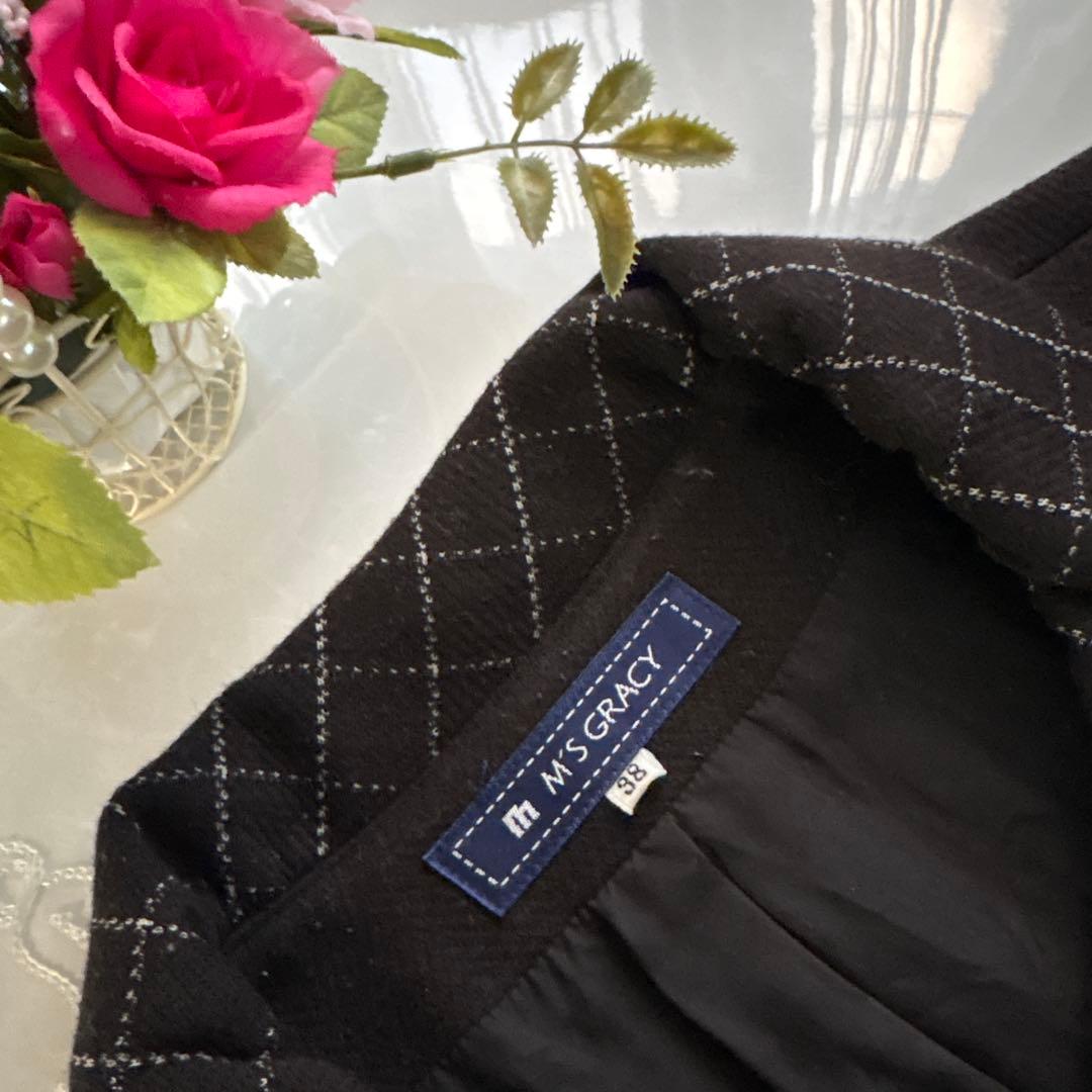 エムズグレイシー　カタログ掲載ウィンドウペンチェック　コートドレスワンピース38