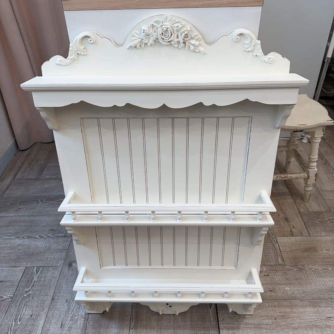 フレンチアンティークシャビー壁掛け シェルフ　モール　ワイド640