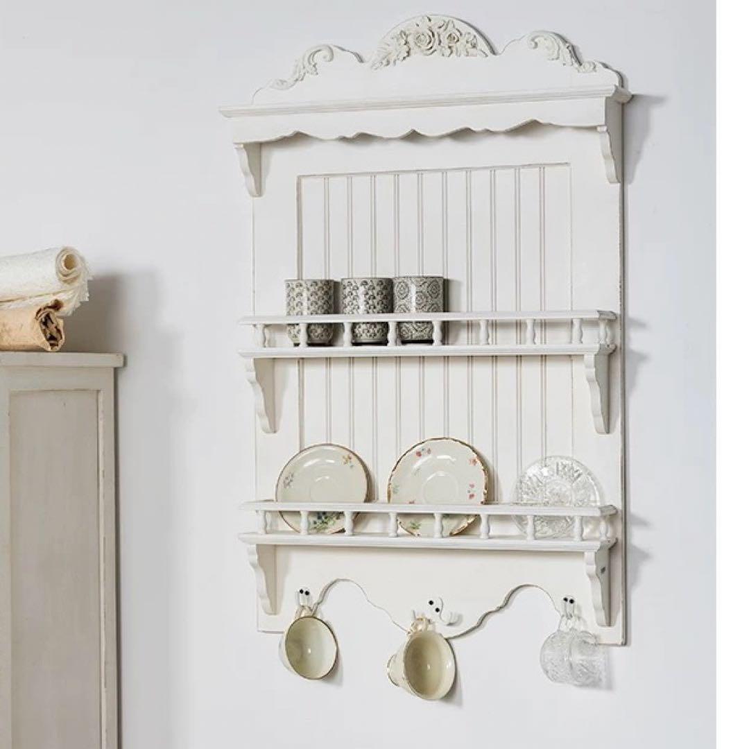 フレンチアンティークシャビー壁掛け シェルフ　モール　ワイド640