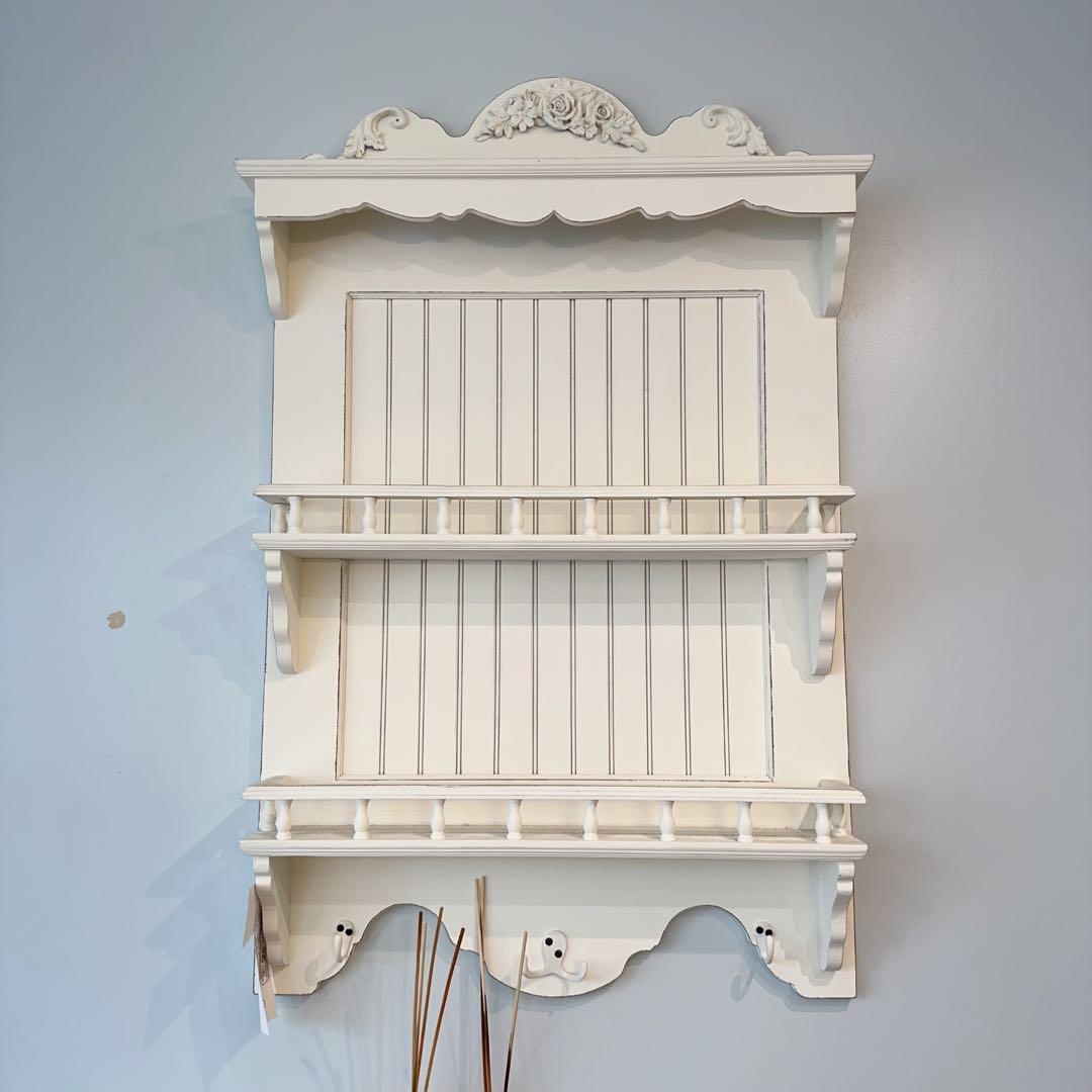 フレンチアンティークシャビー壁掛け シェルフ　モール　ワイド640