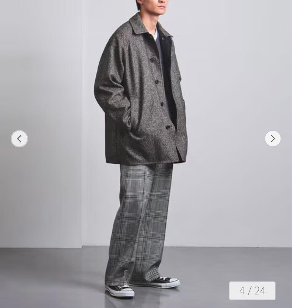 【定価¥69960】ツイード ハーフ ステンカラーコート L グレー