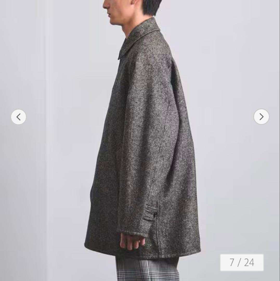 【定価¥69960】ツイード ハーフ ステンカラーコート L グレー