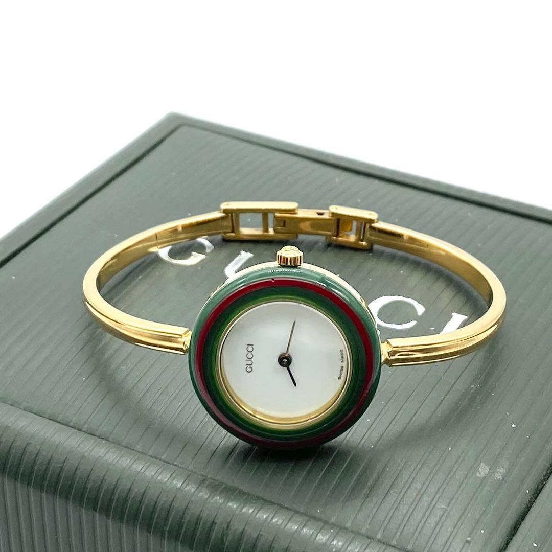 良品☆稼働　新品電池　グッチ　チェンジベゼル　レディース腕時計
