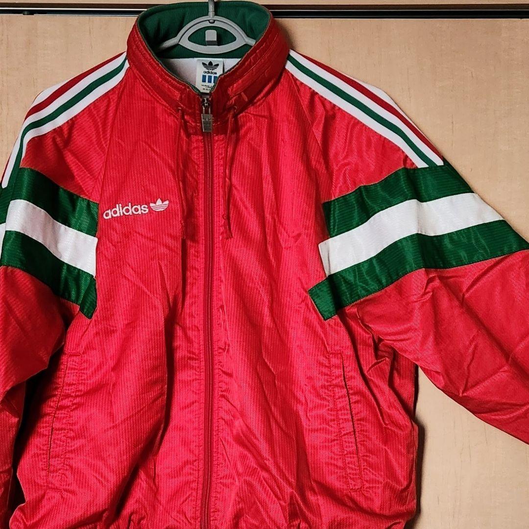 アディダス 90s デサント製 フード付きウインドブレーカー トレフォイル ロゴ