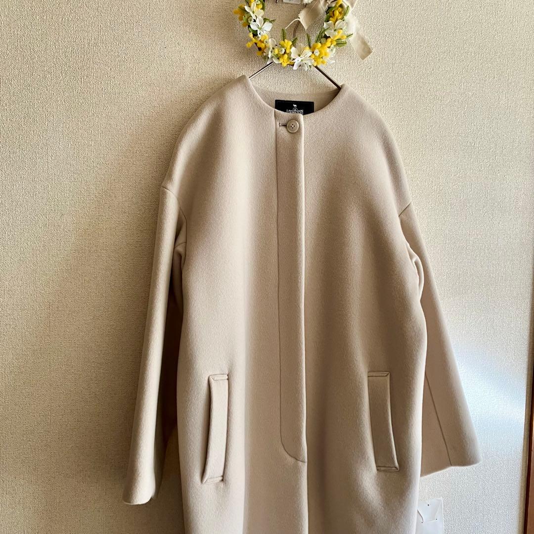 未使用✨SLOBE IENAハミルトン ノーカラーウールコート 36 ベージュ