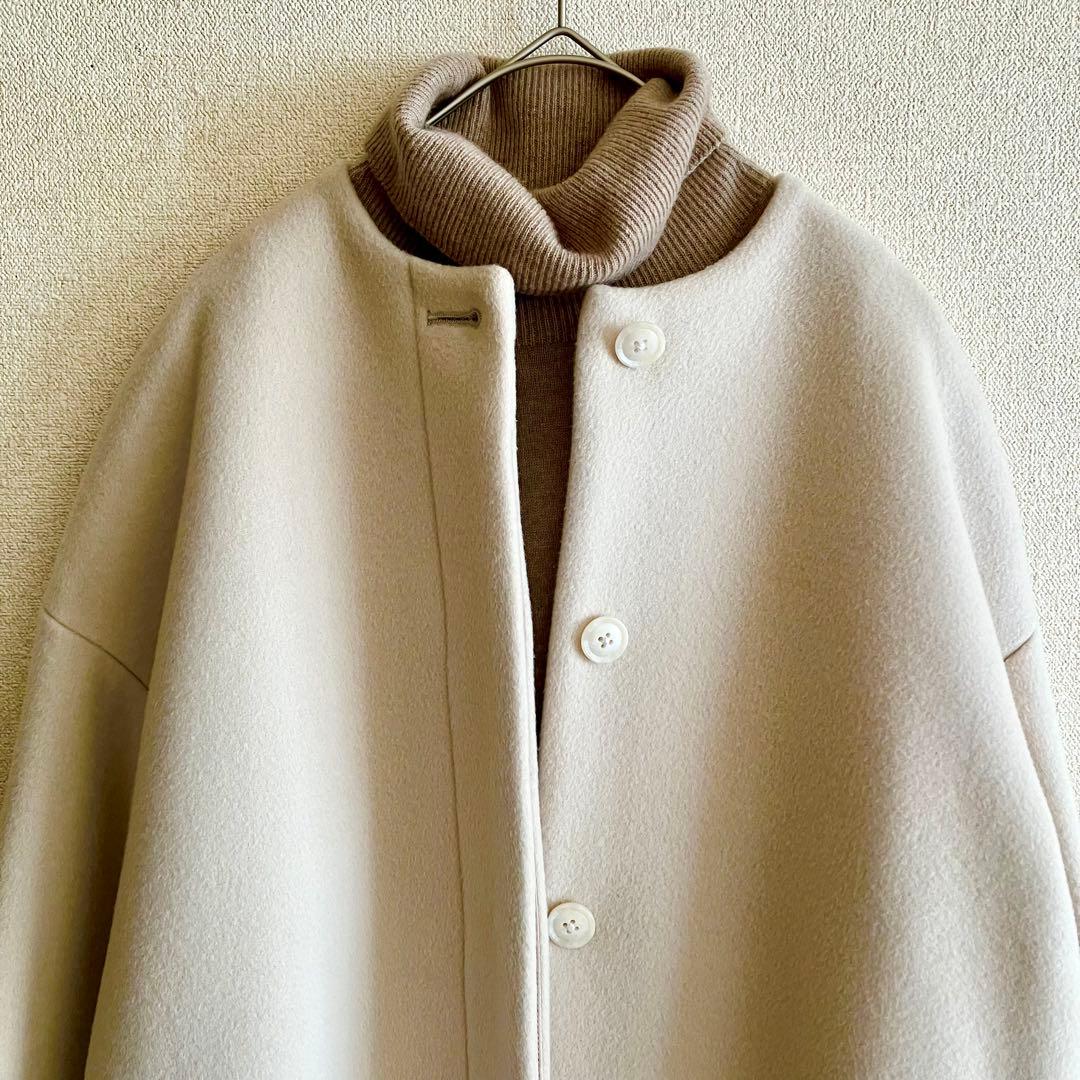未使用✨SLOBE IENAハミルトン ノーカラーウールコート 36 ベージュ