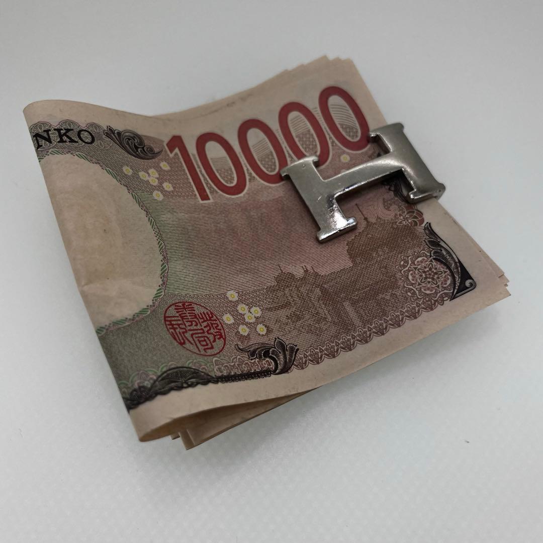 HERMES エルメス　Hロゴ　マネークリップ　シルバー