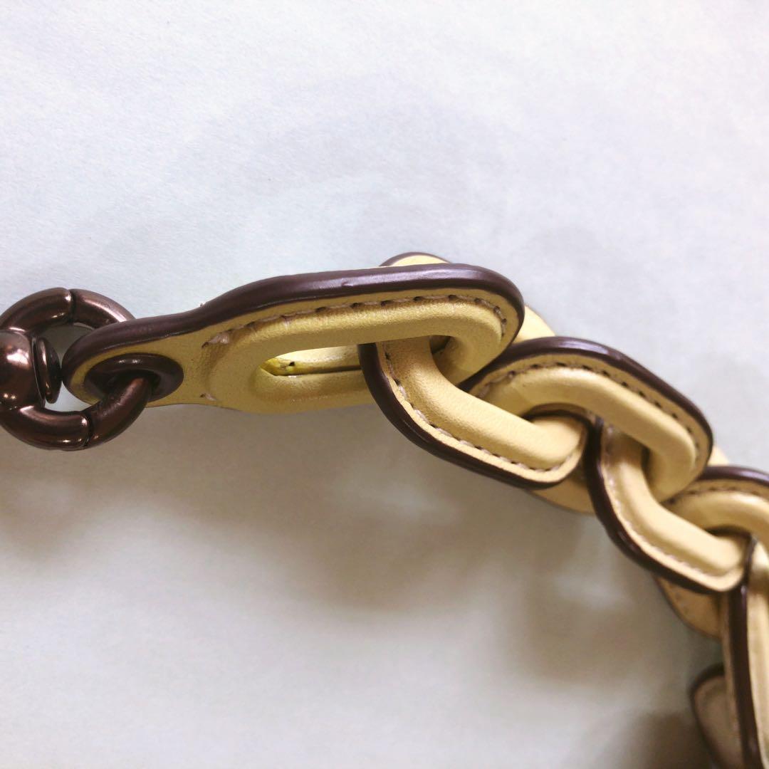 匿名配送／美品／COACH／レザー カバード ショート チェーン ストラップ／