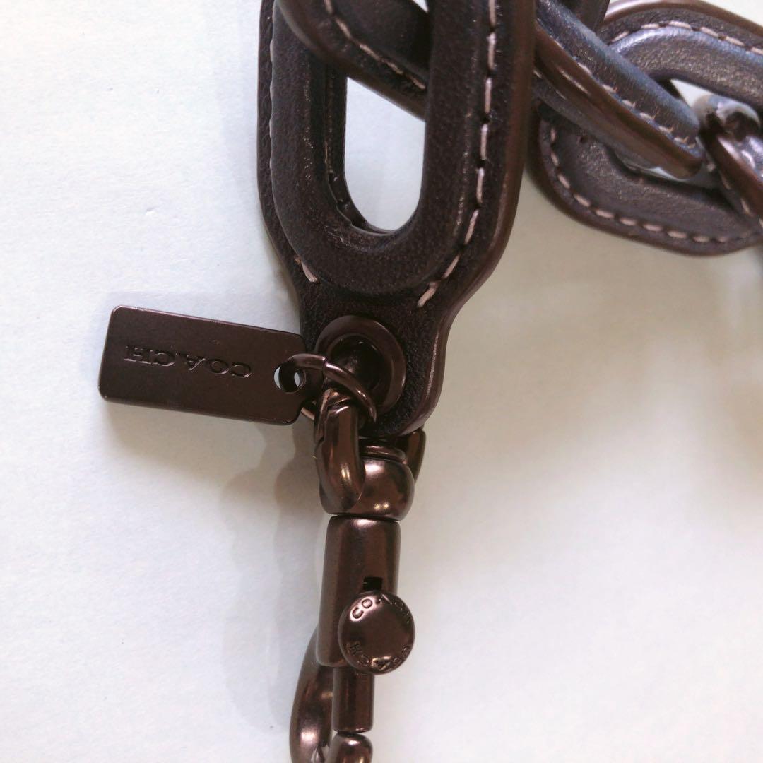 匿名配送／美品／COACH／レザー カバード ショート チェーン ストラップ／