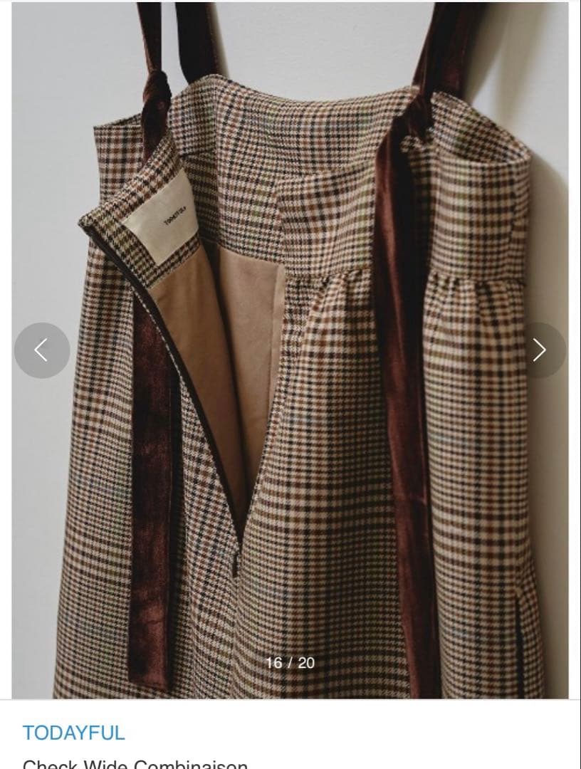 TODAYFUL チェックワイドコンビネゾン