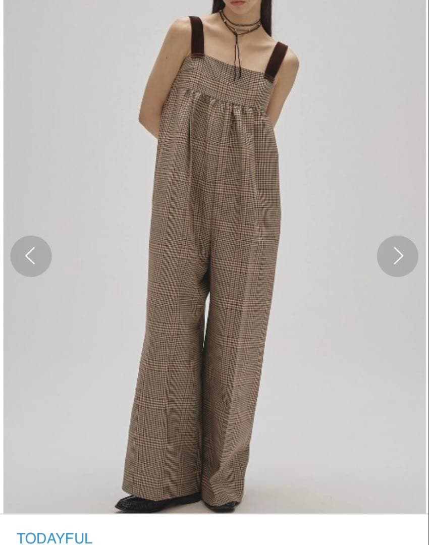 TODAYFUL チェックワイドコンビネゾン
