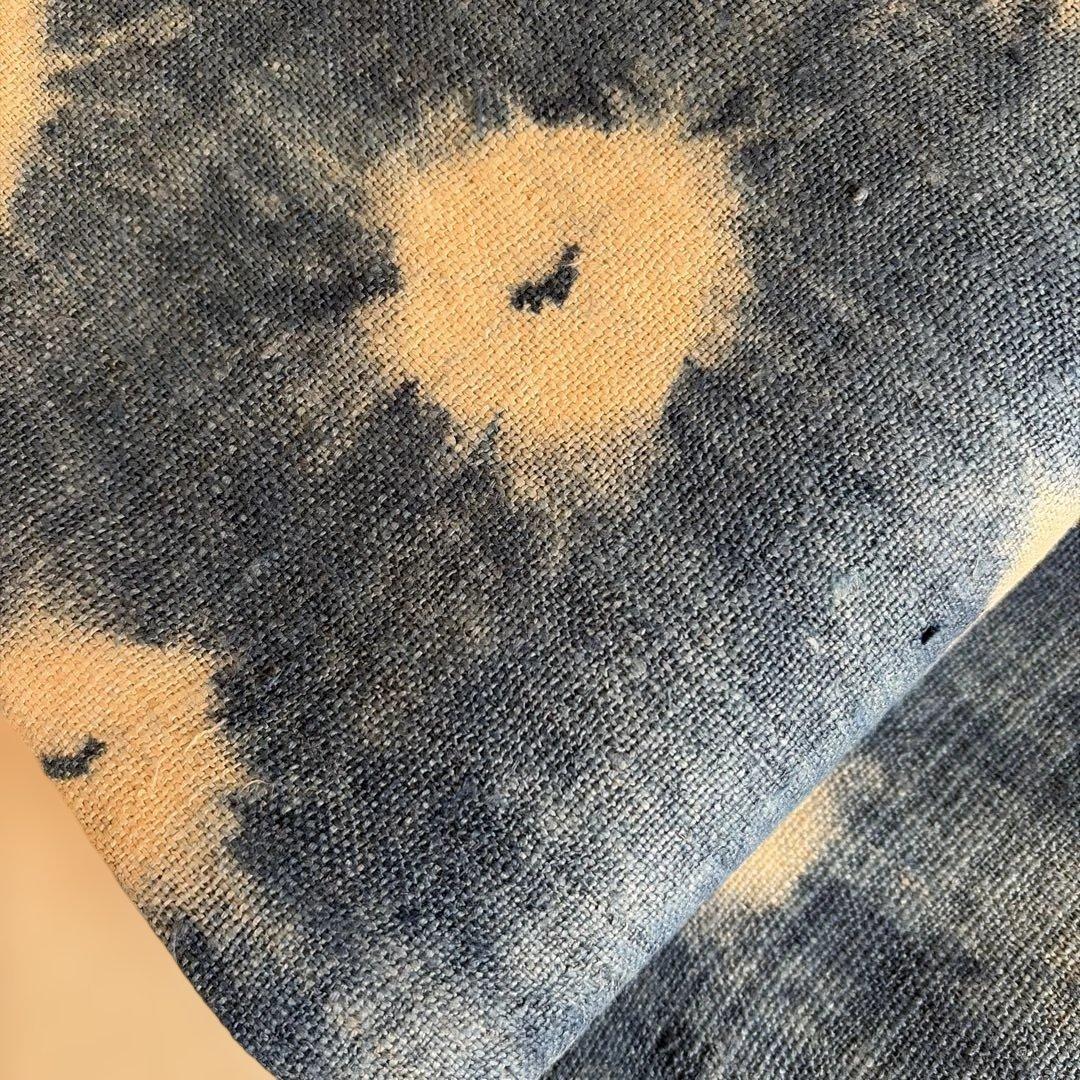 藍色 花模様 名古屋夏帯