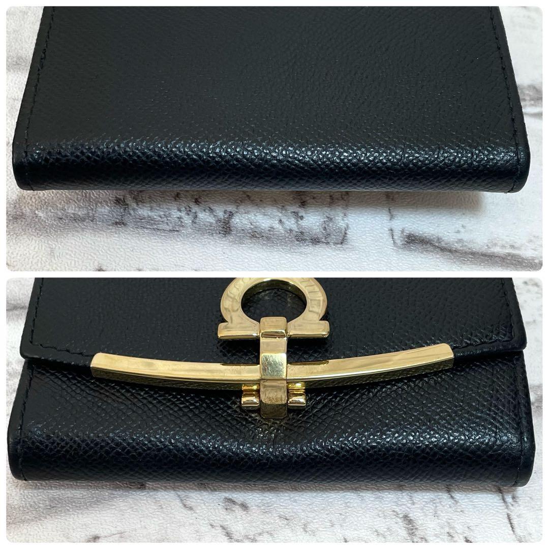 極美品✨フェラガモ　現行　キーケース　リング　RFIDタグ　ガンチーニ　黒　箱付