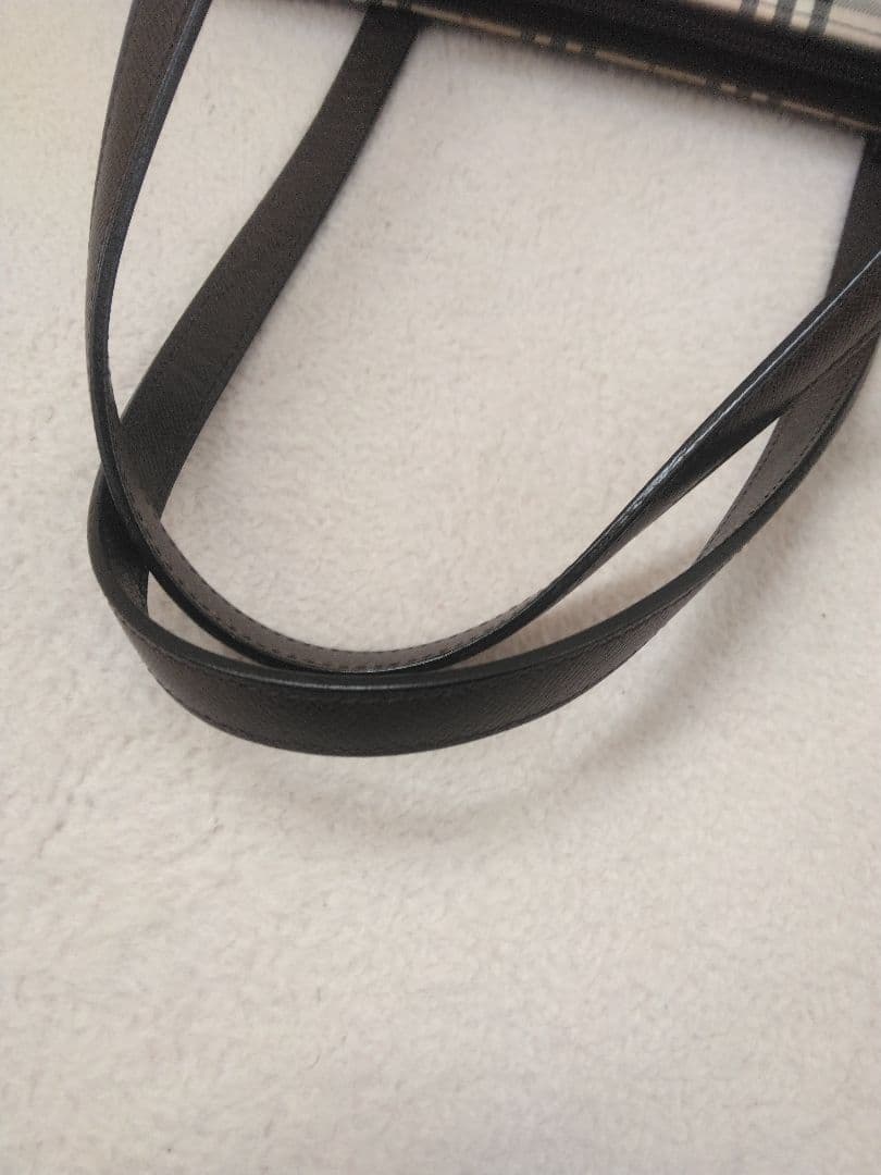 未使用品級　バーバリー ノバチェック トートバッグ レザー バケツ型　茶