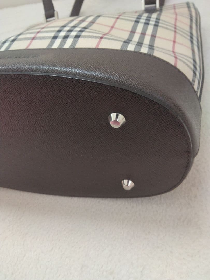 未使用品級　バーバリー ノバチェック トートバッグ レザー バケツ型　茶