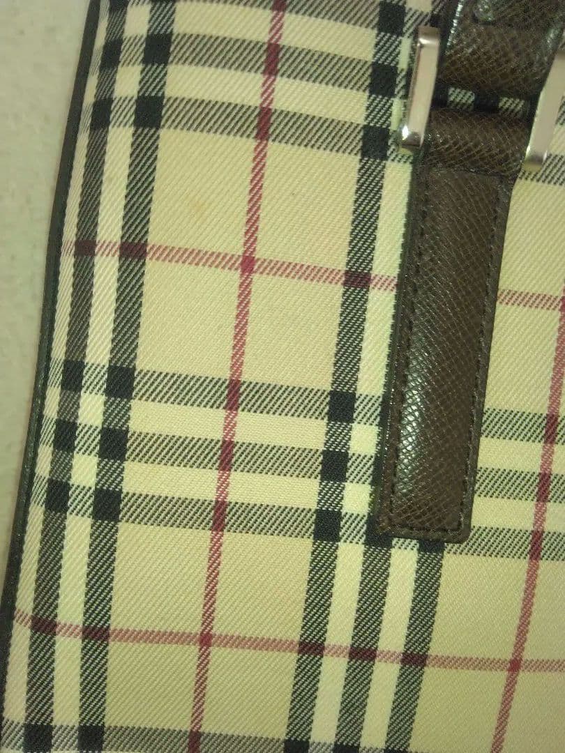 未使用品級　バーバリー ノバチェック トートバッグ レザー バケツ型　茶