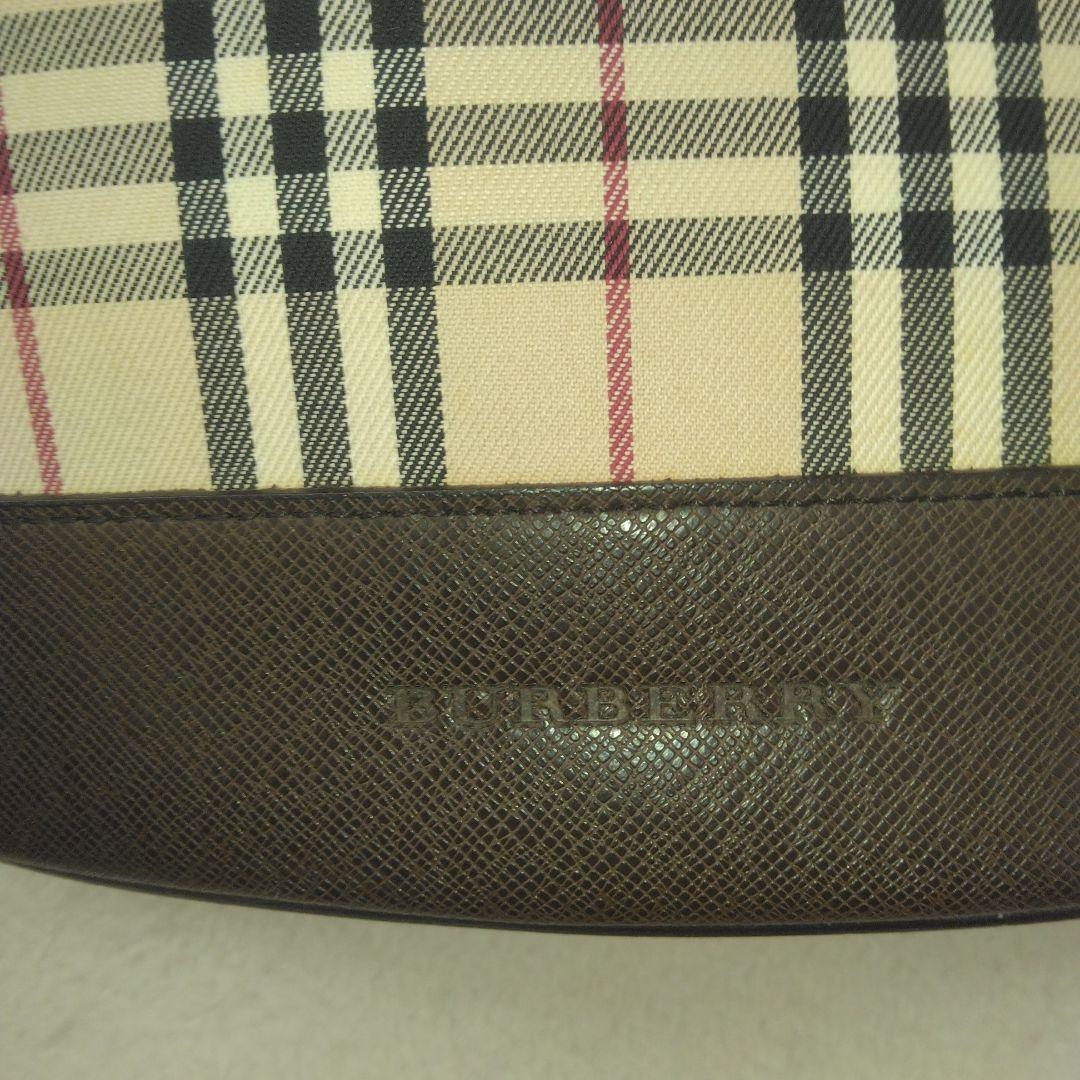 未使用品級　バーバリー ノバチェック トートバッグ レザー バケツ型　茶