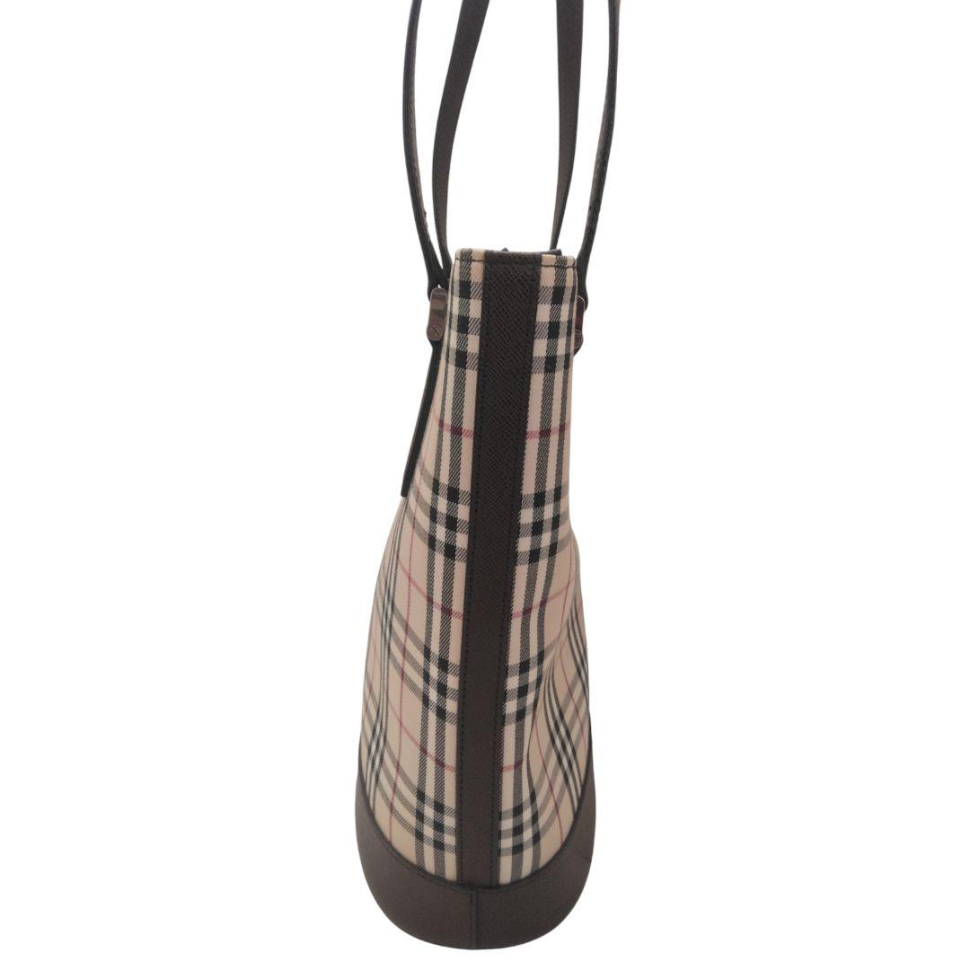 未使用品級　バーバリー ノバチェック トートバッグ レザー バケツ型　茶