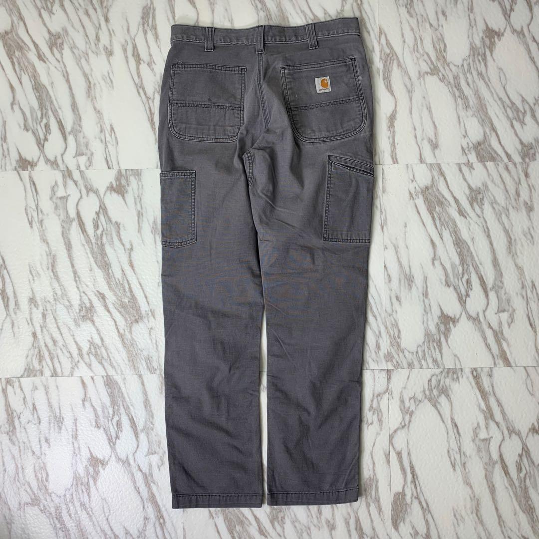 カーハート ダブルニー ワークパンツ リラックスフィット グレー ロゴパッチ