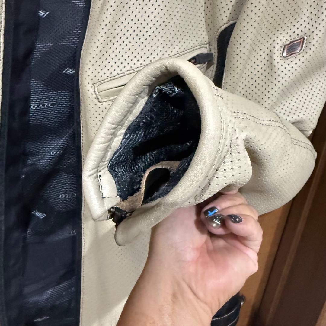 HYODパンチングレザージャケット ベージュ/黒