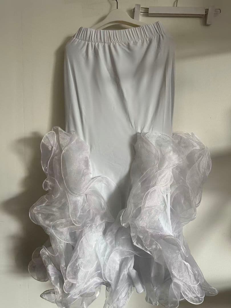 ベリーダンス衣装 セットアップ ブラ スカート ホワイト オーダーサイズ