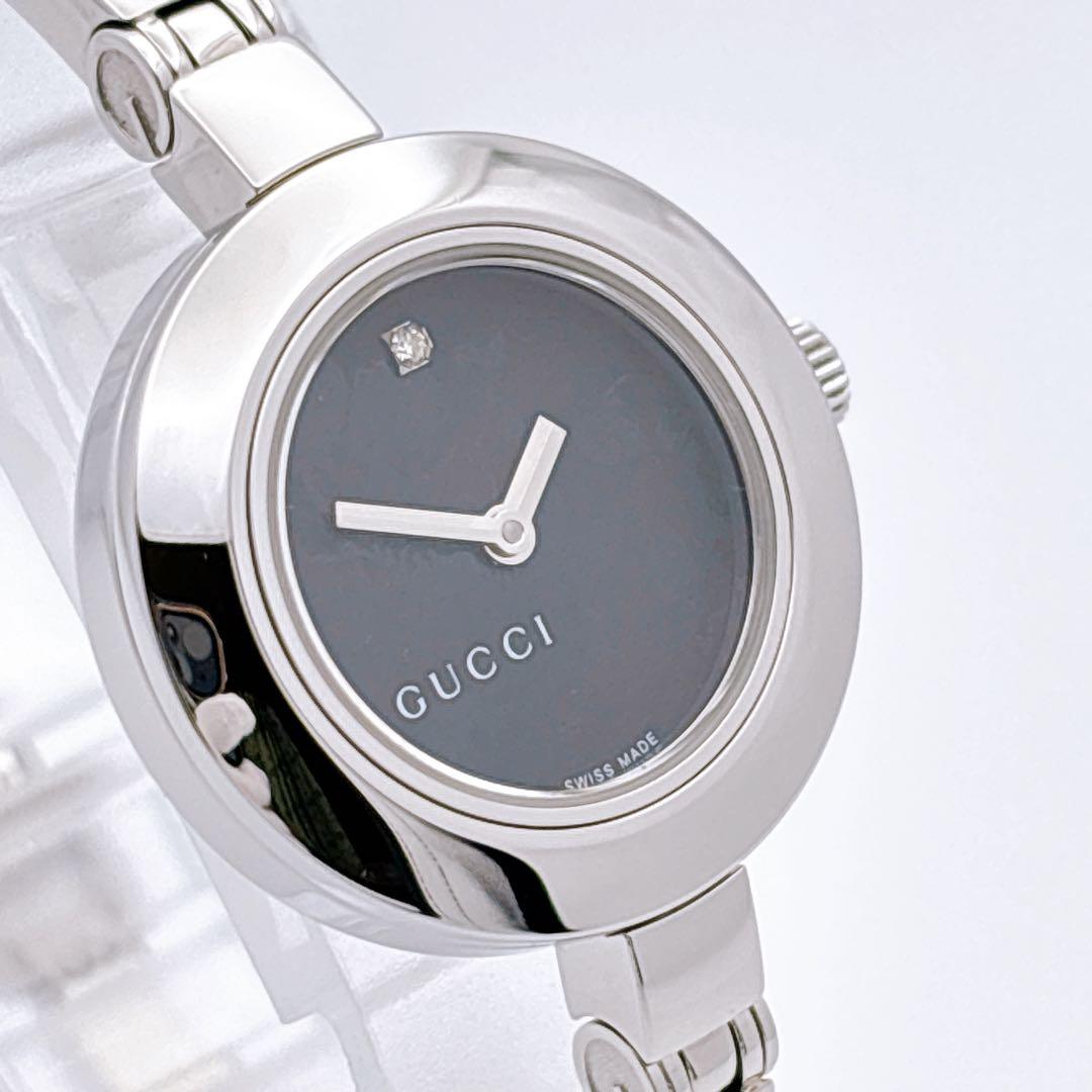 【美品・電池新品・箱】GUCCI 105 フローラ ブラック ダイヤ ラウンド