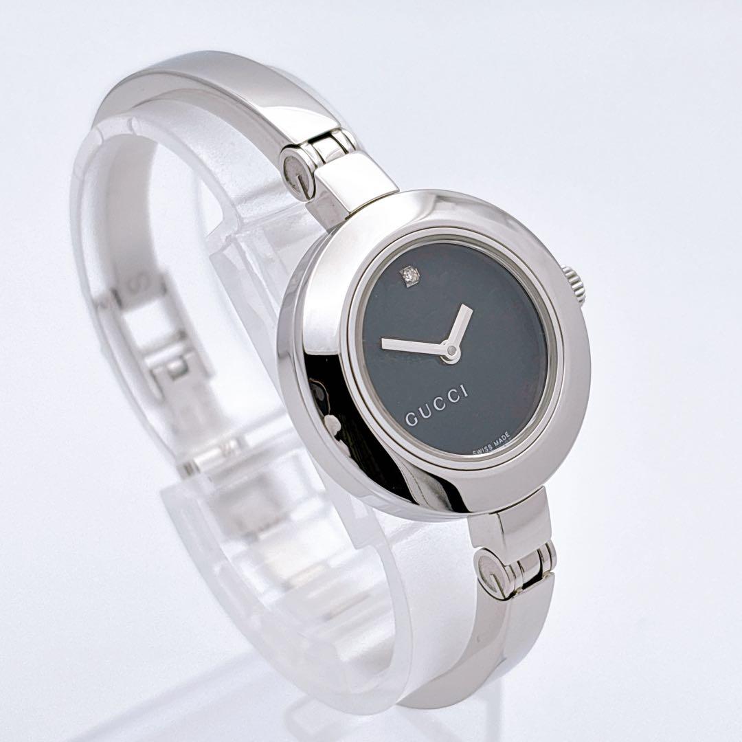 【美品・電池新品・箱】GUCCI 105 フローラ ブラック ダイヤ ラウンド