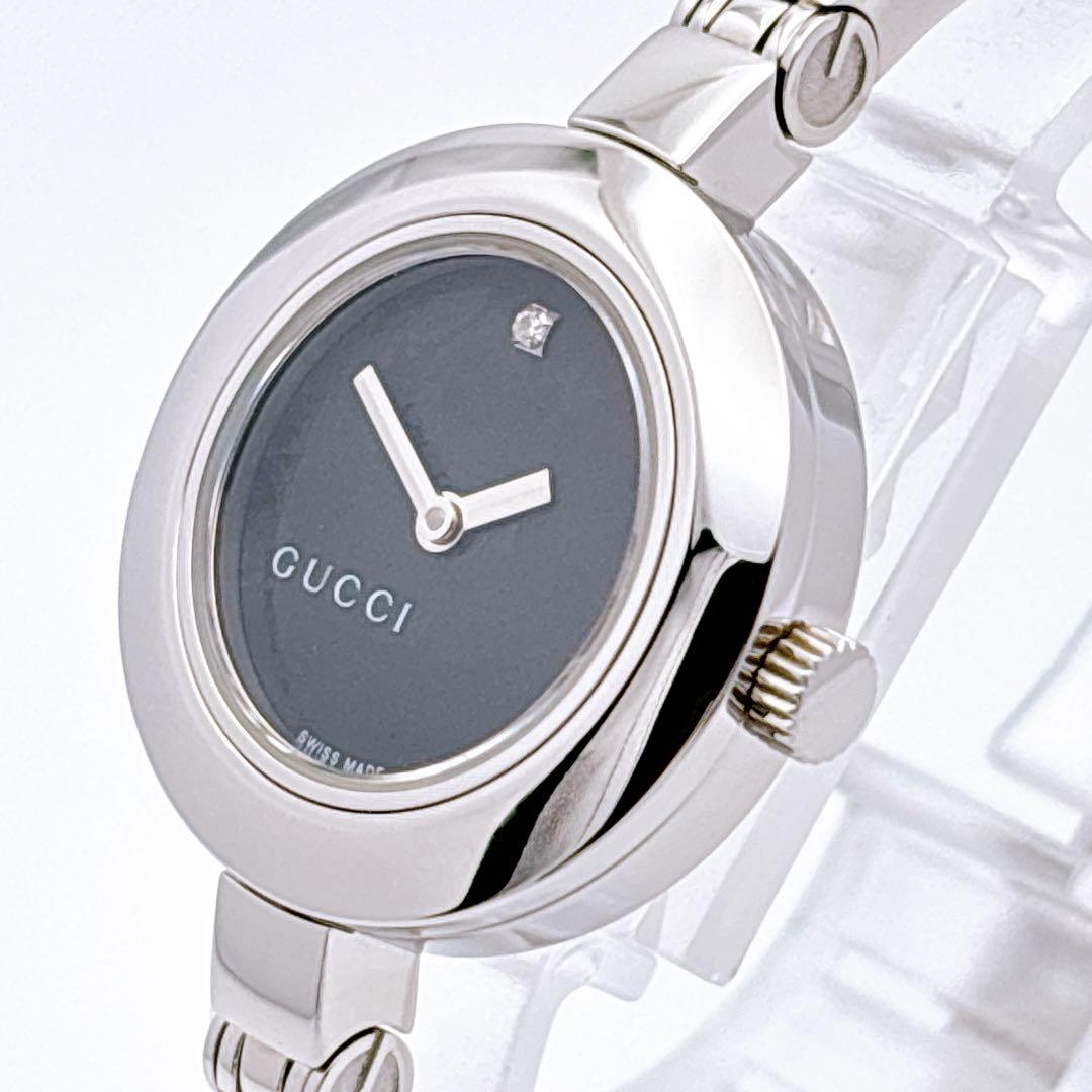 【美品・電池新品・箱】GUCCI 105 フローラ ブラック ダイヤ ラウンド